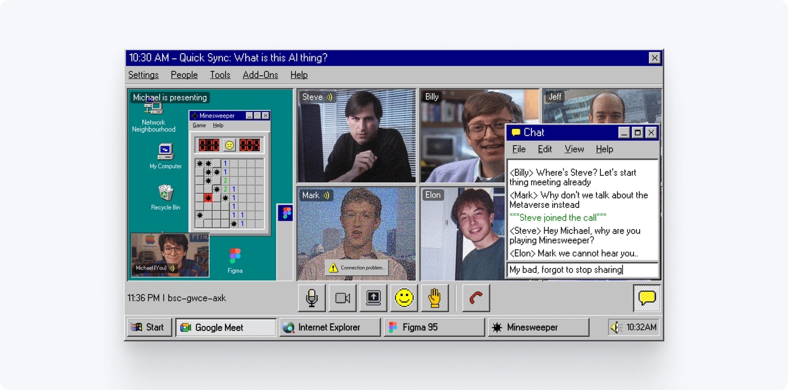 Google Meet, but Windows 95