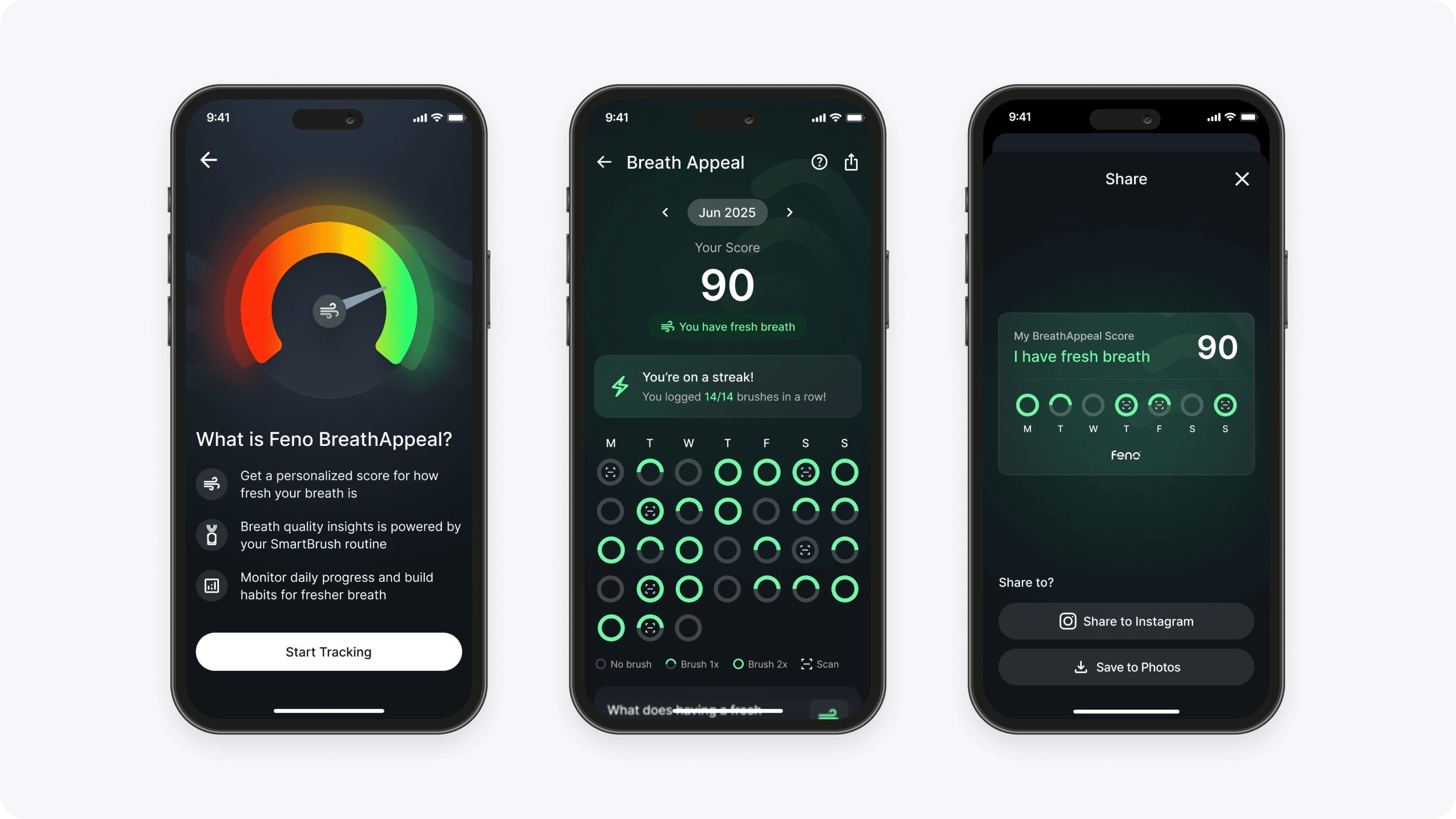 Feno app screens