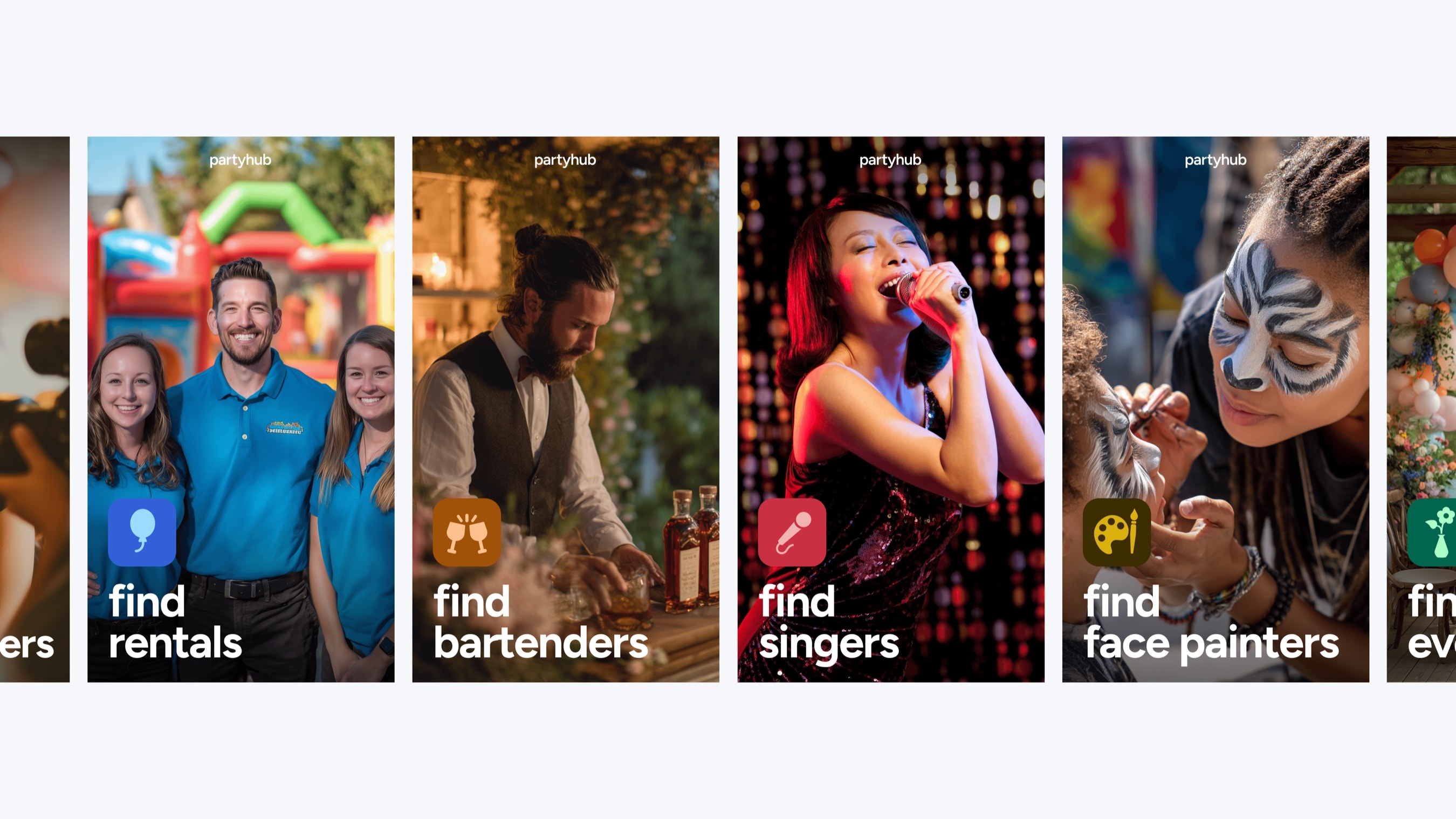 PartyHub screens