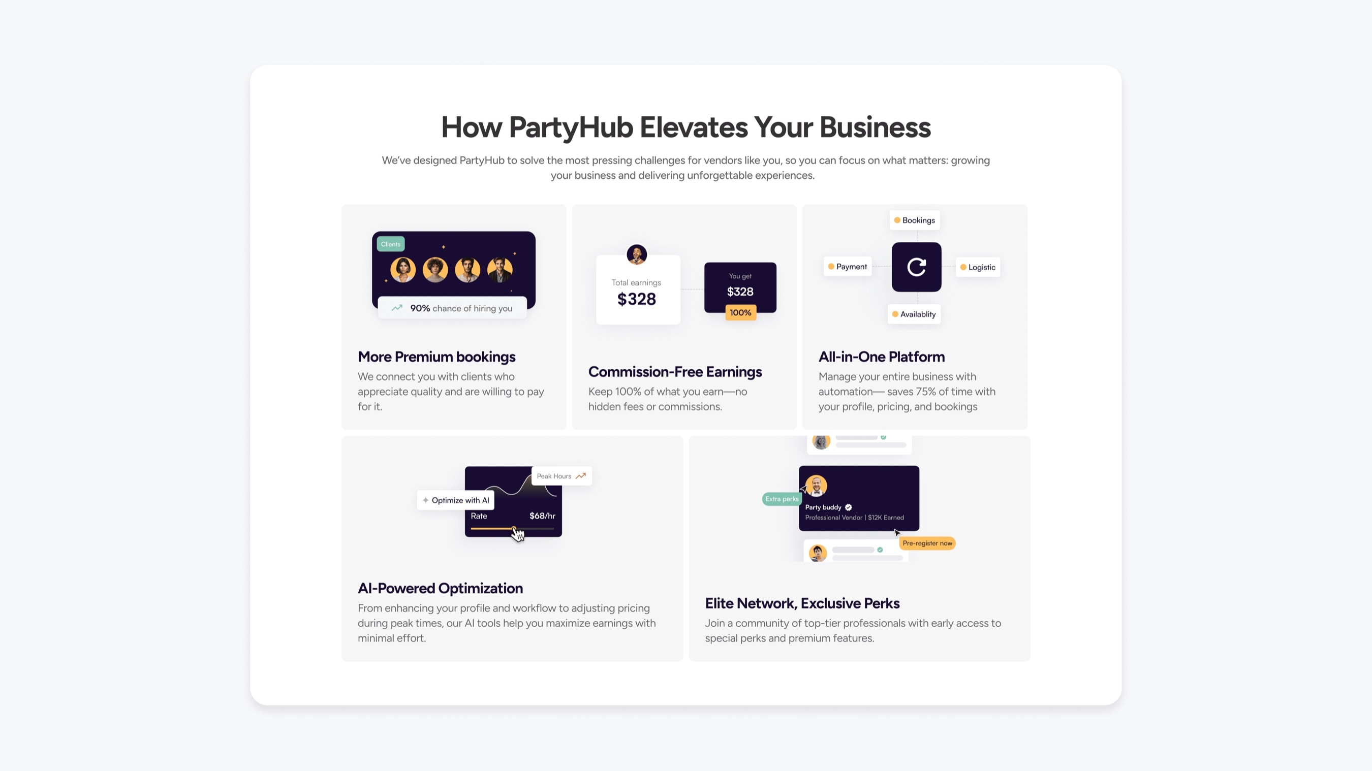 PartyHub screens